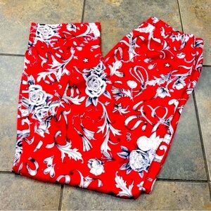 Victoria’s Secret Red/White Floral Silky Pajama Pants Size Medium